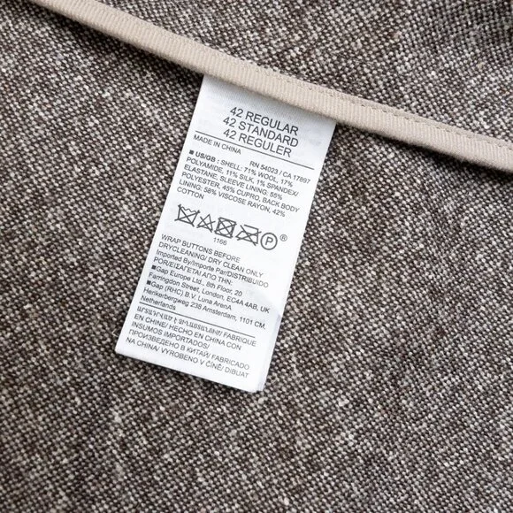 Banana Republic Italian Tweed Brown Suit 2pcs Jacket 42R Pants 36R - Picture 7 of 16